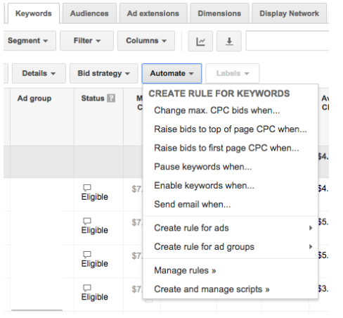 Automated Rules AdWords