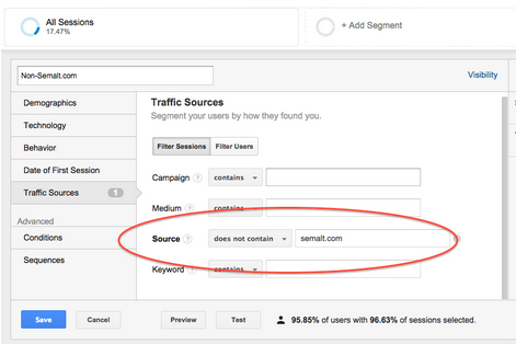Exclude traffic from semalt.com