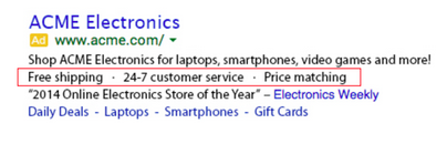 What AdWords callouts look like