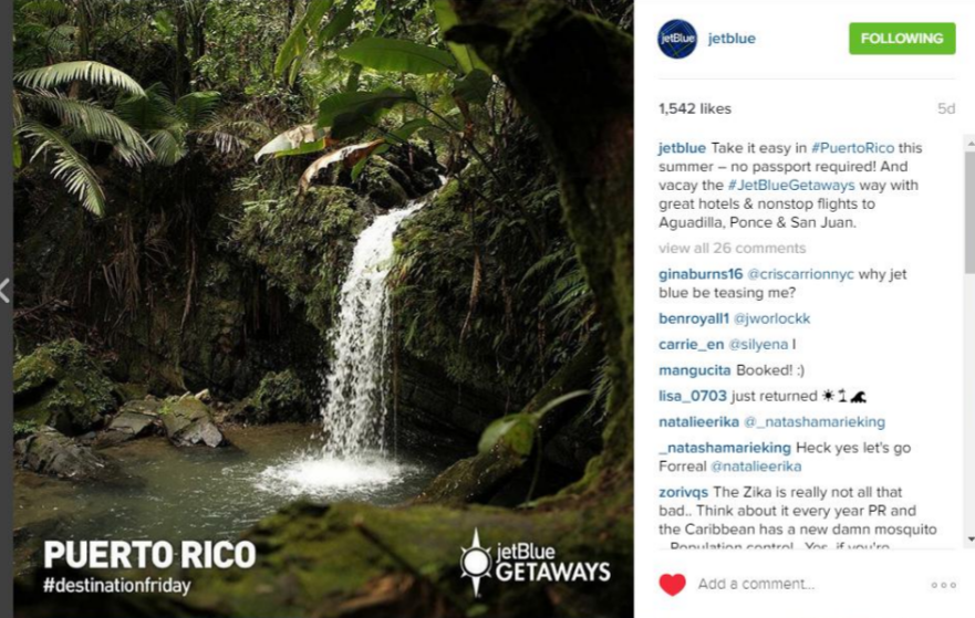 JetBlue Puerto Rico Instagram